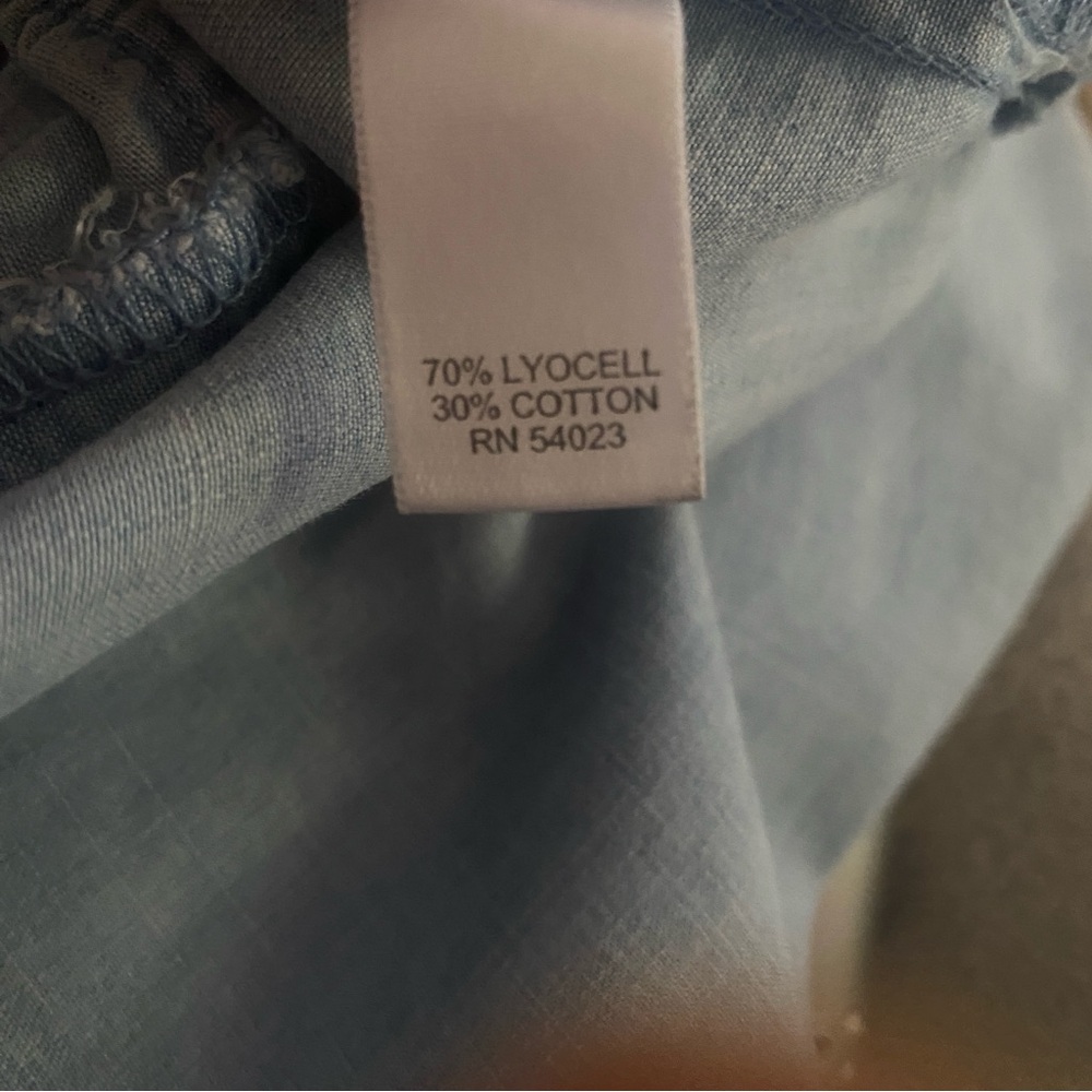 Banana Republic Chambray Light Blue Shirt Dress Tie Belt Side Pockets Size 0 - Picture 9 of 9